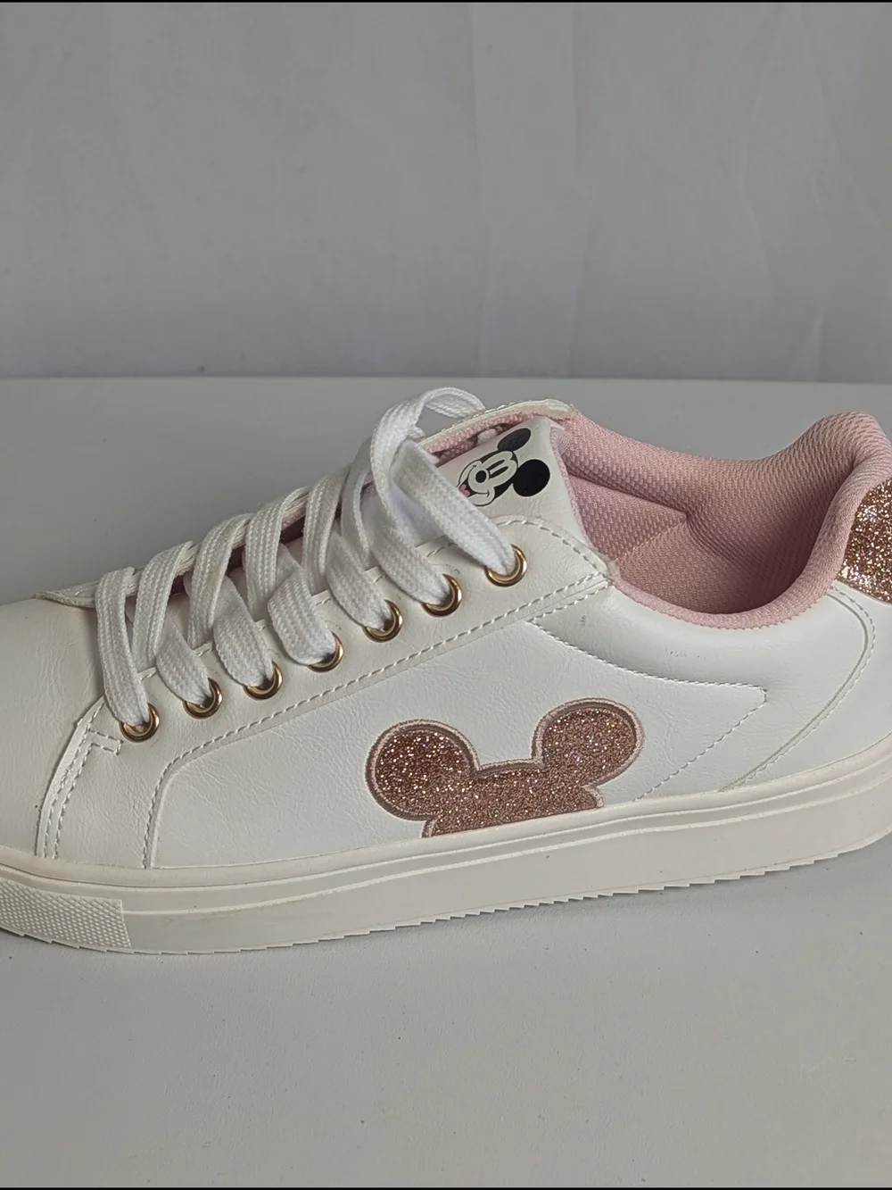 Disney Mickey Mouse Rose Gold Glitter Sneakers Women’s Size 9 | New Without Box